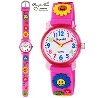 Kinder Silikon Armbanduhr Sport Uhr Bunte Mädchen Kinderuhr analog rosa Blumen