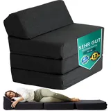 DYNMC you Klappmatratze – Gästematratze klappbar – 14cm dick & bequem H3 – Faltbare Matratze, platzsparend klappbar – Reisebett Erwachsene – Test SEHR GUT Oeko TEX Standard (Schwarz, 200x70x14)