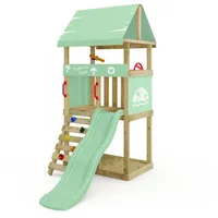 Wickey Spielturm DinkyHouse mit Rutsche, und Kletterleiter – pastellgrün