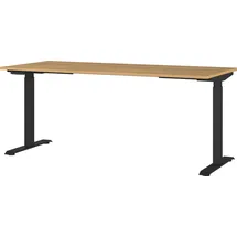 Germania JET höhenverstellbarer Schreibtisch grandson-eiche rechteckig, T-Fuß-Gestell schwarz 180,0 x 80,0 cm