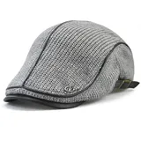 CHENNUO Schirmmützen Herren Flatcap Wintermütze Strickmütze Schiebermütze Golfermütze (Grau) - 56-60