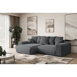 altdecor Ecksofa Cord 2-Sitzer Dunkelgrau