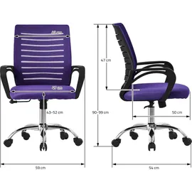 ML-Design Bürostuhl ergonomisch, Lila, Höhenverstellbarer Schreibtischstuhl mit Armlehnen, Computerstuhl mit atmungsaktiver Netzbespannung,