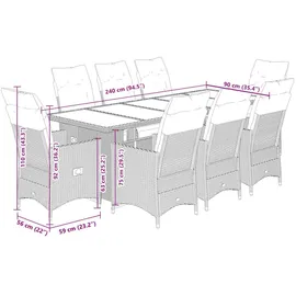 vidaXL Garten-Bistro-Set 9-tlg. Braun