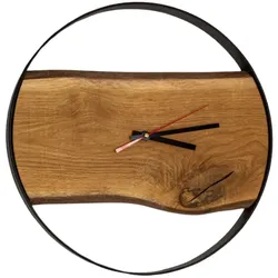 Holz-Wanduhr - Eiche / Metallrahmen - Ø 43cm