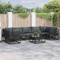 vidaXL Garten-Lounge-Set 7-tlg. schwarz Aluminium