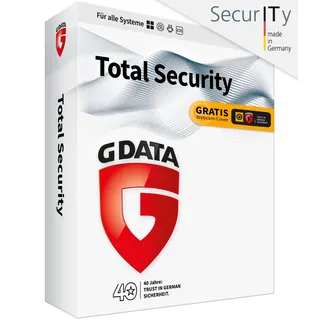 G DATA Total Security 2024 | 3 Geräte | 1 Jahr | Virenschutzprogramm | Passwort Manager | PC, Mac, Android, iOS | zukünftige Updates inklusive | Made in Germany | Box inkl. DVD & Webcam-Cover