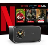 jimveo Beamer【Official Netflix & Dolby Audio】 Jimveo Beamer 4K Unterstützt 26000LM 800ANSI Autofokus/Trapezkorrektur HD 1080P Hindernisvermeidung Projektor mit WiFi6 Bluetooth Heimkino Beamer für HDMI/USB