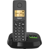 Gigaset Pure 120A - Schnurloses DECT-Telefon mit Anrufbeantworter - ECO DECT - Anrufschutz - beleuchtetes Display - hörgerätekompatibel, anthrazit schwarz [Kompatibel in DE, IT, FR, NL, BE, Che, AUT]