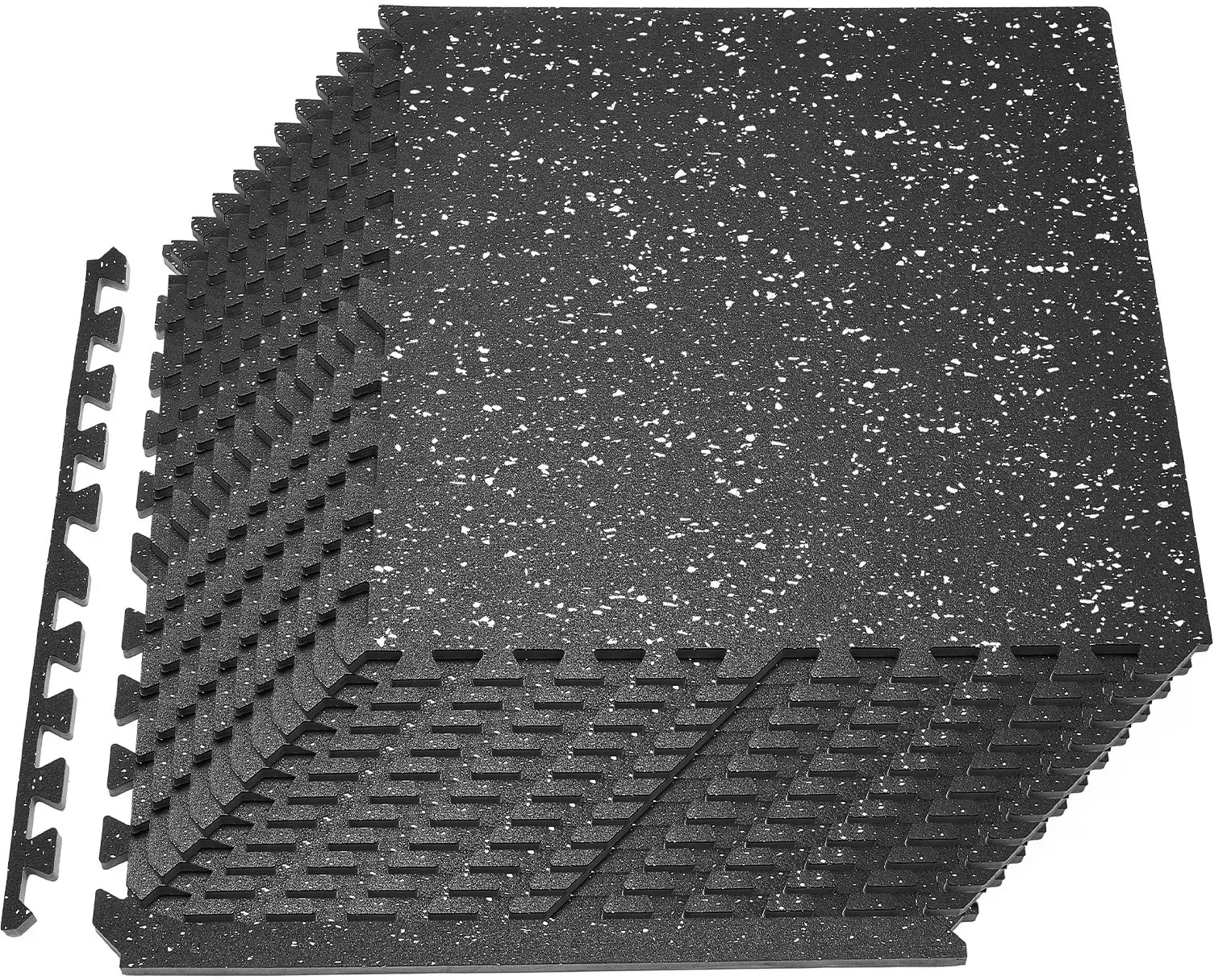 VEVOR 24 x Puzzlematte Bodenschutzmatte 610 x 610 x 14 mm, Hochdichte EVA-Schaumstoffmatte, Ineinandergreifende Fitnessmatte Gymnastikmatte Sportmatte, Trainingsmatte (Schwarz) mit Weißen Punkten