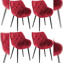 CLP Esszimmerstuhl Tanna Samt rot 4er Set