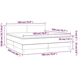 vidaXL Boxspringbett mit Matratze & LED Weiß 180x200 cm Kunstleder