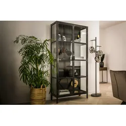 KAWOLA Highboard ARLES Vitrine Metall schwarz 2 Türen
