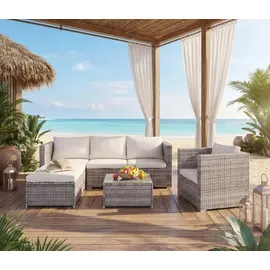 MCW Busto/Brescia Polyrattan Lounge-Set grau/creme