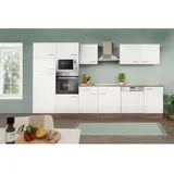 Respekta Küchenzeile Oliver 340 cm E-Geräten weiß seidenglänzend 