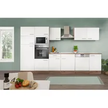 Respekta Küchenzeile Oliver 340 cm E-Geräten weiß seidenglänzend 