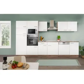 Respekta Küchenzeile Oliver 340 cm E-Geräten weiß seidenglänzend 
