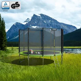 Kinetic Sports Salto Plus 244 cm inkl. Sicherheitsnetz, Regenplane und Leiter Grün