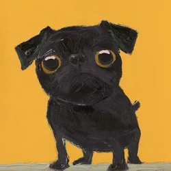 Gemälde BLACK BULLY - gelb