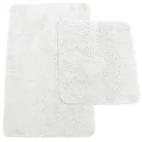 Brandsseller Badematten 2er-Set Bestehend aus Badvorleger ca. 50/80cm und WC-Vorleger ca. 45/50cm - Hochflor Polyester mit Rutschhemmender Latex-Rückseite Weiß