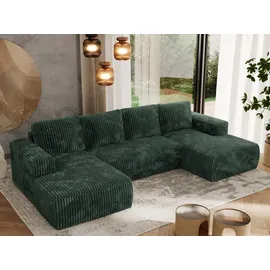MKS Meble Wohnlandschaft mit Schlaffunktion Trentino ¦ grün ¦ Maße (cm): B: 334 H: 91