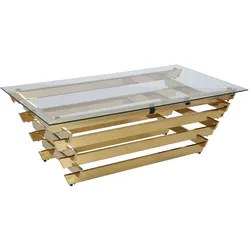 Couchtisch 130x70cm gold Sofatisch Glas Tisch Beistelltisch Wohnzimmertisch
