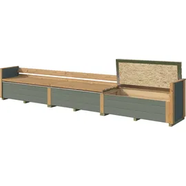 Weka Sitztruhe optionale Erweiterung für Gartenhaus Killarney 50 cm x 63 cm x 285 cm Grau/Grün