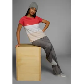 KangaROOS Colorblock T-Shirt Beige/Rot 48/50