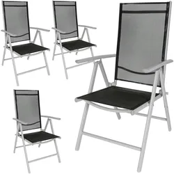 TECTAKE Aluminium Gartenstühle klappbar  4er Setsilber