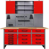 Ondis24 Werkstatt Set Konny 160 cm rot Werkbank Werkstattschrank