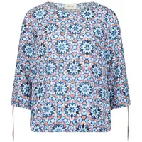 Cartoon Damen Casual-Bluse mit Muster Weiß/Blau,40