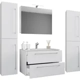 VCM 5-tlg. Waschplatz Waschtisch Badinos 2 Schubladen Spiegelschrank