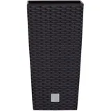 Pflanztopf aus Kunststoff H 32,4 cm inkl. Innentopf - wetterfest im stilvollen Rattan-Look - Pflanzsäule - Blumentopf - Blumenübertopf - Blumentopf hoch Größe Ø 17 cm/H 32,4 cm, Farbe Anthrazit