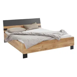 Futonbett »Malmö, Bett Made in Germany«, im beliebten Industrial look, 3 Breiten zur Auswahl, plankeneichefarben/graphit, , 96907661-0