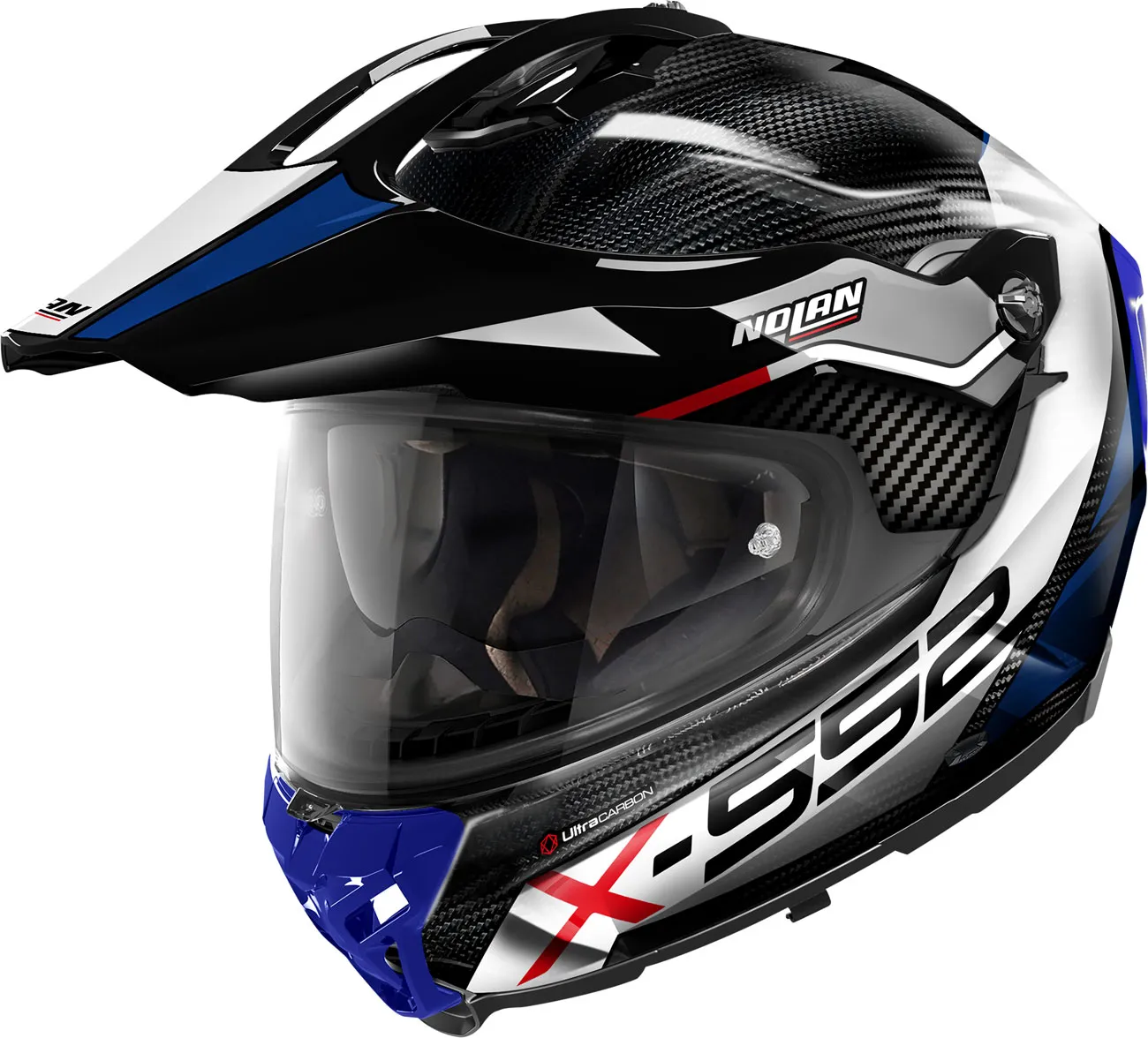 Nolan X-552 Ultra Carbon Dinamo N-Com, casque enduro - Noir/Blanc/Bleu - L