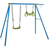 SANDORA Schaukelkombination Schaukel + Glider + Ballring, Belastungsgewicht beidseitig max 100 Kg, blau