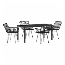 vidaXL Garten Essgruppe 5 pcs Schwarz Poly Rattan