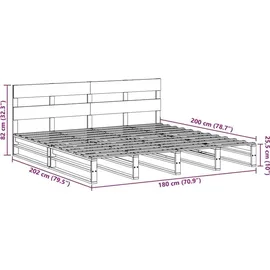 vidaXL Massivholzbett 180 x 200 cm Braun