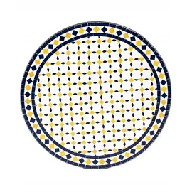 Marrakesch Orient & Mediterran Interior Mosaiktisch Ø 80 x 45 cm Blau/Gelb/Weiß