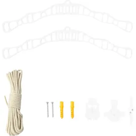 MonsterShop 0.9m Weißfarbener 6-Latten-Wäscheständer mit Deckenrollen