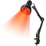 MooBeey Infrarotlampe Infrarotlicht-Rotlicht Wärmelampe aus Eisen, 360° Einstellbarer Winkel Infrarot Hitze Lampe mit Klapp Ständer, Multifunktional Infrarot-Lampe Rotlichtlampe für Zuhause