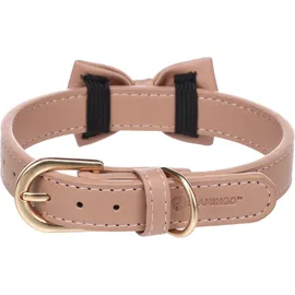 Karlie Flamingo Halsband mit Schleife NELA Rosé – S, M | 31-39 cm x 20 mm x 4 mm, Qualitätsleder, Stilvoll und Praktisch – Ideal für Chihuahua, Papillon, Mops, Yorkshire Terrier, Bichon Frisé