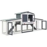 vidaXL Kleintierkäfig Großer Kaninchenstall 204 x 45 x 85 cm grau und weiß