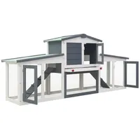 vidaXL Kleintierkäfig Großer Kaninchenstall 204 x 45 x 85 cm grau und weiß