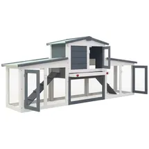 vidaXL Kleintierkäfig Großer Kaninchenstall 204 x 45 x 85 cm grau und weiß