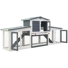 vidaXL Kleintierkäfig Großer Kaninchenstall 204 x 45 x 85 cm grau und weiß