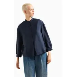 Armani Exchange für Damen. XW000454AF12747UB100 Koreanisches Kragenhemd navy (M), Lässig, Viskose, Langarm, Marine