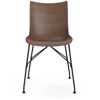 Kartell P/ Wood Stuhl schwarz lackiert | Eichenfurnier dunkel | H 41,5cm