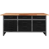 Ondis24 Werkbank Anthrazit, Grau, Holz, Metall, Buche, 160x85x60 cm