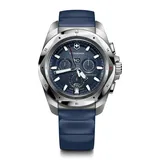 Victorinox Herren Armbanduhr I.N.O.X. Chrono Ø 43 mm, Swiss Made, Analog Quarz, Wasserdicht bis 200 m, Kautschuk-Armband, Blau